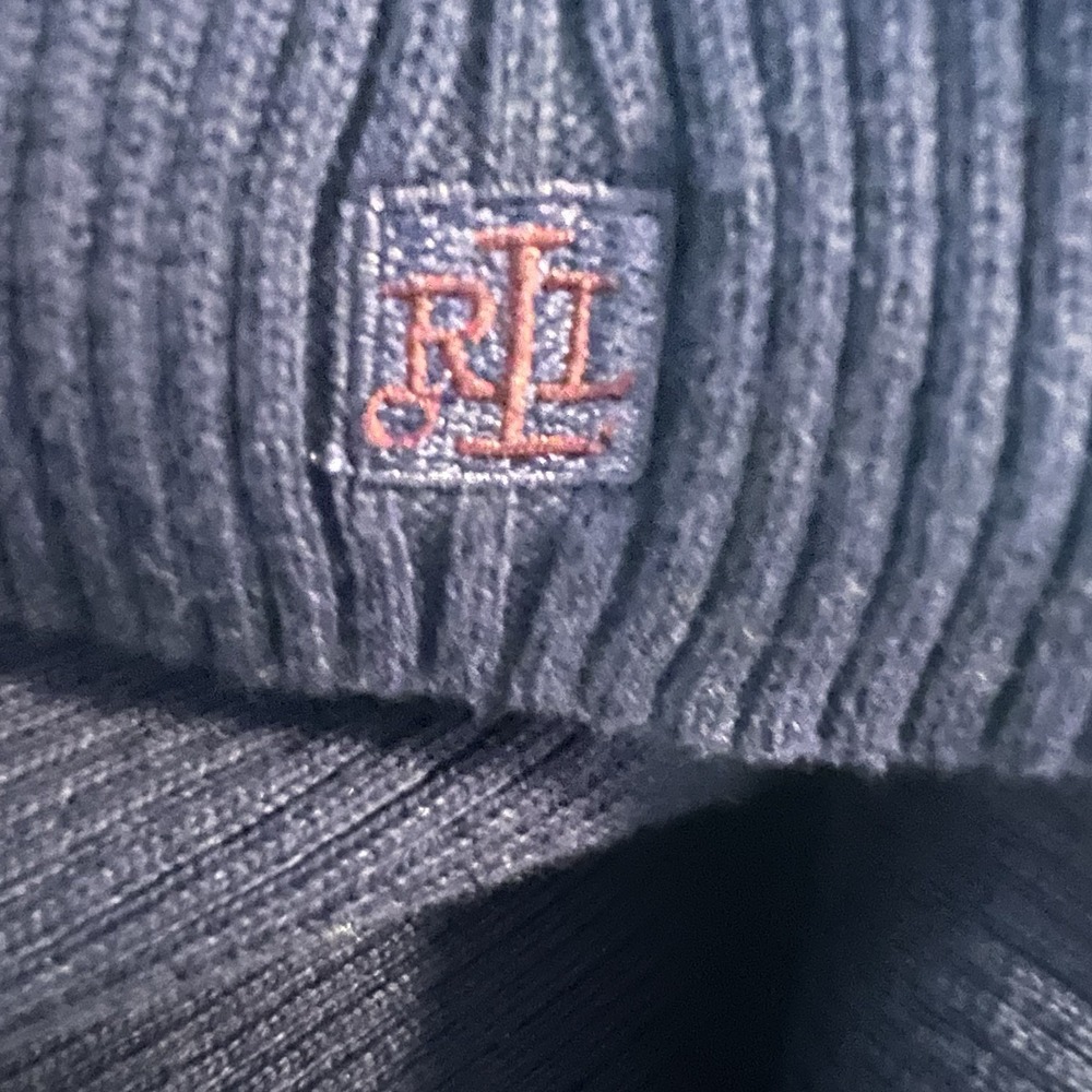 New Lauren Ralph Lauren Turtleneck Sweater XL Ribbed Pullover Navy Blue - Picture 3 of 5